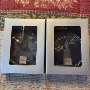 Set of Two Mikasa Christmas Glass Ornaments in Box.